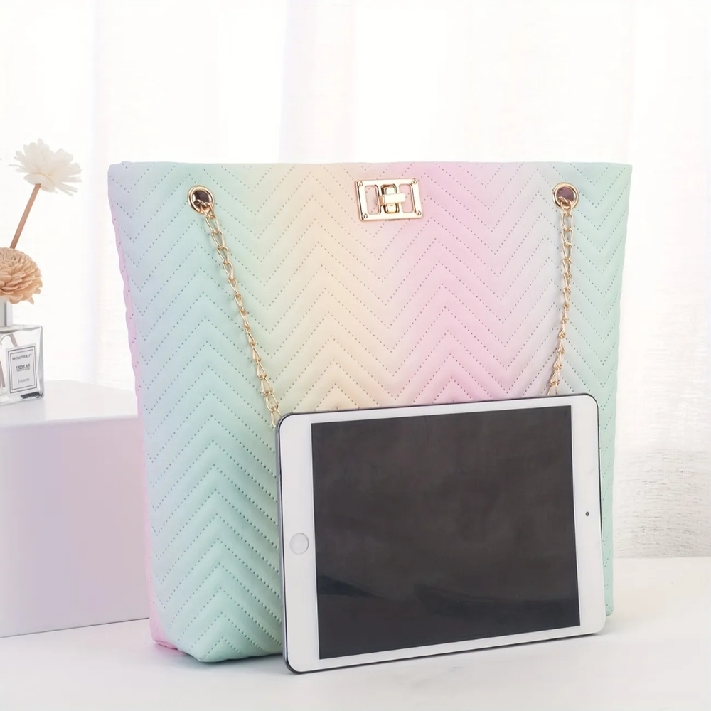 Pastel Gradient Quilted Tote Bag - Picture 5 of 5